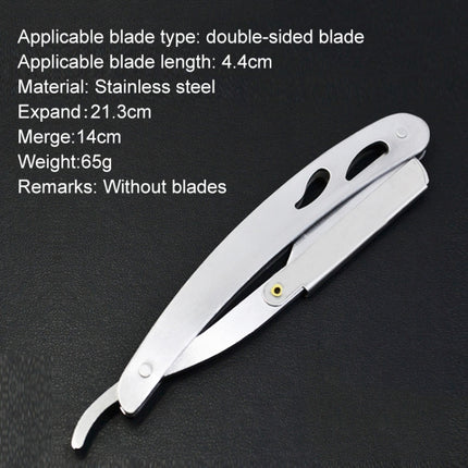 Hairdresser Vintage Razor Stainless Steel Double-sided Blade Holder Haircut Shaved Eyebrow Knife Holder(Silver)