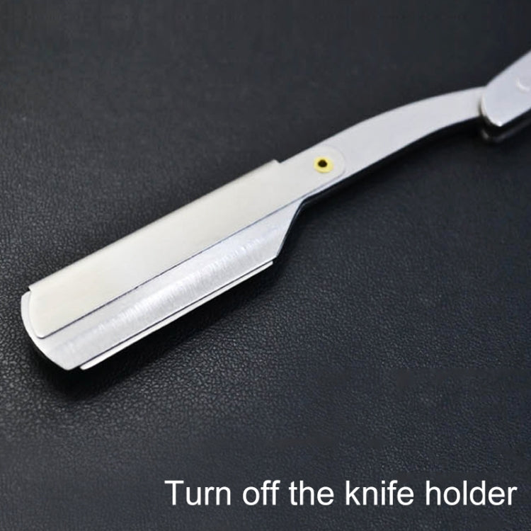 Hairdresser Vintage Razor Stainless Steel Double-sided Blade Holder Haircut Shaved Eyebrow Knife Holder(Silver)