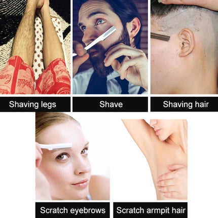 Hairdresser Vintage Razor Stainless Steel Double-sided Blade Holder Haircut Shaved Eyebrow Knife Holder(Silver)