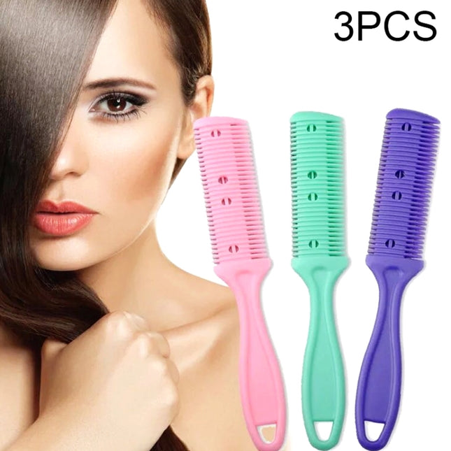 3pcs Hair Tools Double-sided Knife Hair Comb Hair Bangs Trimmer Thinning Device Hair Clipper,  Random Color Delivery, 10 PCS Random Color Delivery