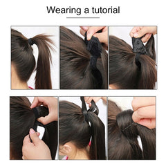 1BH613# Invisible Seamless Bandage-style  Wig Long Straight Hair Wig Ponytail