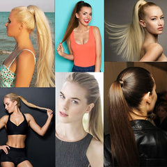 1BH613# Invisible Seamless Bandage-style  Wig Long Straight Hair Wig Ponytail