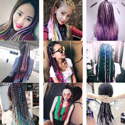 Fashion Color Gradient Individual Braid Wigs Chemical Fiber Big Braids, Length: 60cm(04 Black+Red), 58, 60