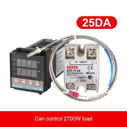 REX-C100 Thermostat + Thermocouple + SSR-25 DA Solid State Module Intelligent Temperature Control Kit
