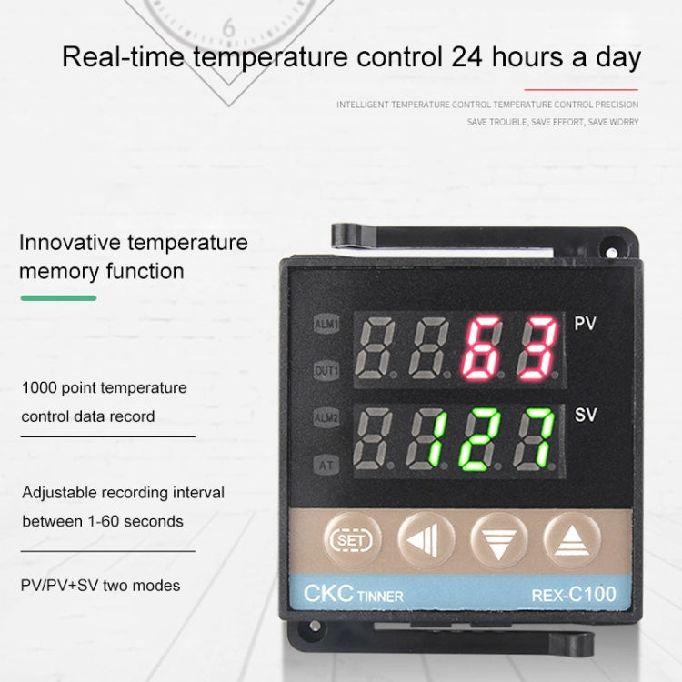 REX-C100 Thermostat + Thermocouple + SSR-25 DA Solid State Module Intelligent Temperature Control Kit, 25DA