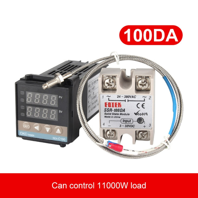 REX-C100 Thermostat + Thermocouple + SSR-100 DA Solid State Module Intelligent Temperature Control Kit