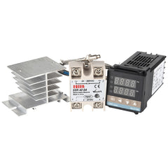11000W REX-C100 Thermostat + Heat Sink + Thermocouple + SSR-100 DA Solid State Module Intelligent Temperature Control Kit, 100DA