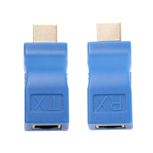 HDMI to RJ45 Extender Adapter (Receiver & Transmitter) by Cat-5e/6 Cable, Transmission Distance: 30m, Single RJ45 Blue