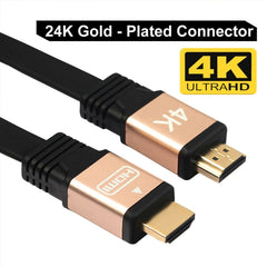 1m HDMI 2.0 (4K)  30AWG High Speed 18Gbps Gold Plated Connectors HDMI Male to HDMI Male Flat Cable, Length: 1m