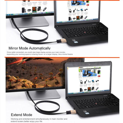 1m HDMI 2.0 (4K)  30AWG High Speed 18Gbps Gold Plated Connectors HDMI Male to HDMI Male Flat Cable, Length: 1m