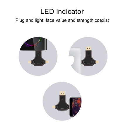 Adaptador 3 en 1 DisplayPort + Mini DP + UCB-C / Type-C macho a HDMI hembra, D63A