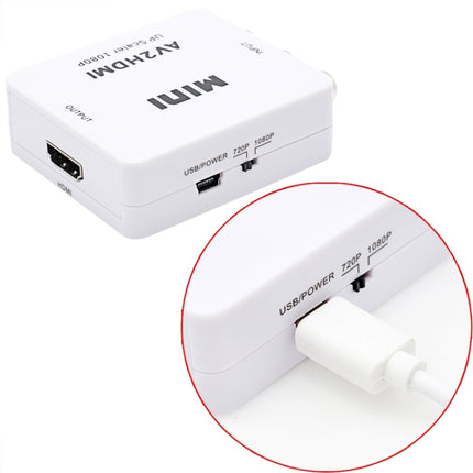 HOWEI HW-2105 Mini AV CVBS/L+R Audio to HDMI Converter Adapter, Support Scaler 1080P