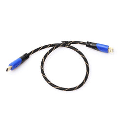 0.5m HDMI 1.4 Version 1080P Woven Net Line Blue Black Head HDMI Male to HDMI Male Audio Video Connector Adapter Cable, Length: 0.5m