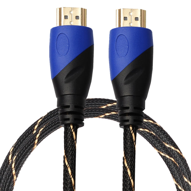 1m HDMI 1.4 Version 1080P Woven Net Line Blue Black Head HDMI Male to HDMI Male Audio Video Connector Adapter Cable, Length: 1m