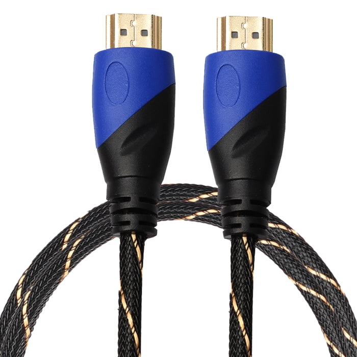 1m HDMI 1.4 Version 1080P Woven Net Line Blue Black Head HDMI Male to HDMI Male Audio Video Connector Adapter Cable, Length: 1m
