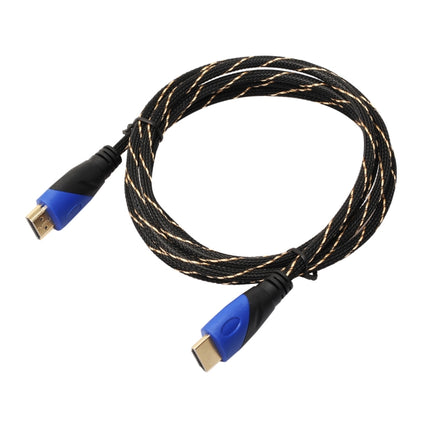 1.8m HDMI 1.4 Version 1080P Woven Net Line Blue Black Head HDMI Male to HDMI Male Audio Video Connector Adapter Cable, Length: 1.8m