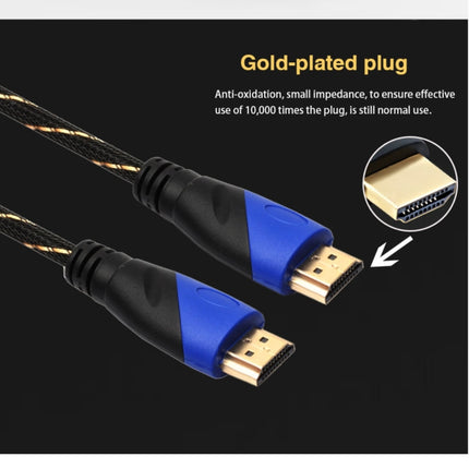 3m HDMI 1.4 Version 1080P Woven Net Line Blue Black Head HDMI Male to HDMI Male Audio Video Connector Adapter Cable, Length: 3m