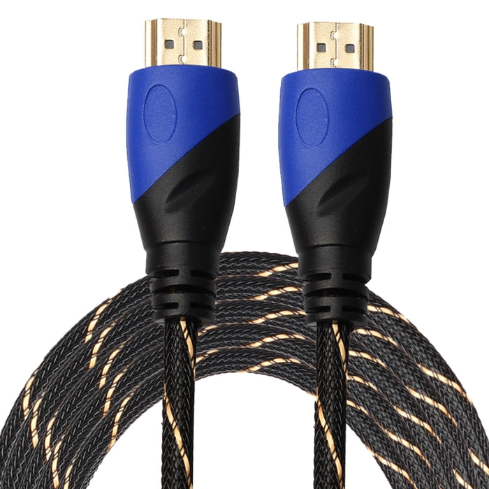 5m HDMI 1.4 Version 1080P Woven Net Line Blue Black Head HDMI Male to HDMI Male Audio Video Connector Adapter Cable, Length: 5m