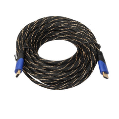 15m HDMI 1.4 Version 1080P Woven Net Line Blue Black Head HDMI Male to HDMI Male Audio Video Connector Adapter Cable, Length: 15m