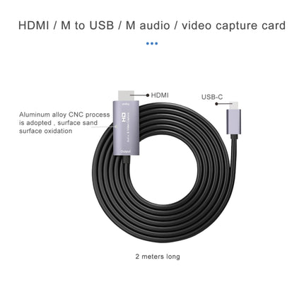Z36A HDMI Male to USB-C / Type-C Male HD Video Capture Card, Cable Length: 2m, HDIMI to Type-C