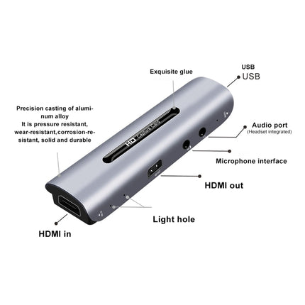 Tarjeta de captura de audio y video HD Z35 con conector HDMI hembra + micrófono a HDMI hembra + audio + USB, Z35