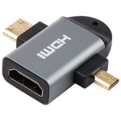 2 in 1 Mini HDMI Male + Micro HDMI Male to HDMI Female Gold-plated Head Adapter, Mini HDMI Male+Micro HDMI Male to HDMI Female