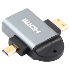 2 in 1 Mini HDMI Male + Micro HDMI Male to HDMI Female Gold-plated Head Adapter, Mini HDMI Male+Micro HDMI Male to HDMI Female