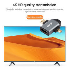 2 in 1 Mini HDMI Male + Micro HDMI Male to HDMI Female Gold-plated Head Adapter, Mini HDMI Male+Micro HDMI Male to HDMI Female