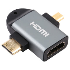 2 in 1 Mini HDMI Male + Micro HDMI Male to HDMI Female Gold-plated Head Adapter, Mini HDMI Male+Micro HDMI Male to HDMI Female