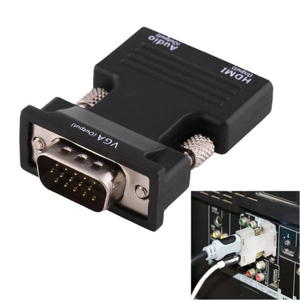 HDMI Female to VGA Male Converter with Audio Output Adapter for Projector, Monitor, TV Sets, HDMI to VGA+Audio