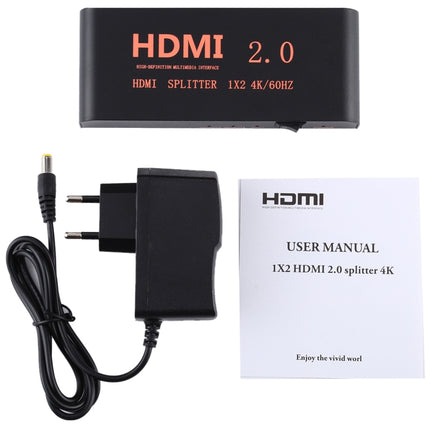 CY-041 1X2 HDMI 2.0 4K/60Hz Splitter, EU Plug, 1X2