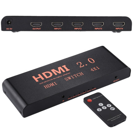 4X1 4K/60Hz HDMI 2.0 Switch with Remote Control, EU Plug, 4X1