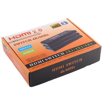 4X1 4K/60Hz HDMI 2.0 Switch with Remote Control, EU Plug, 4X1