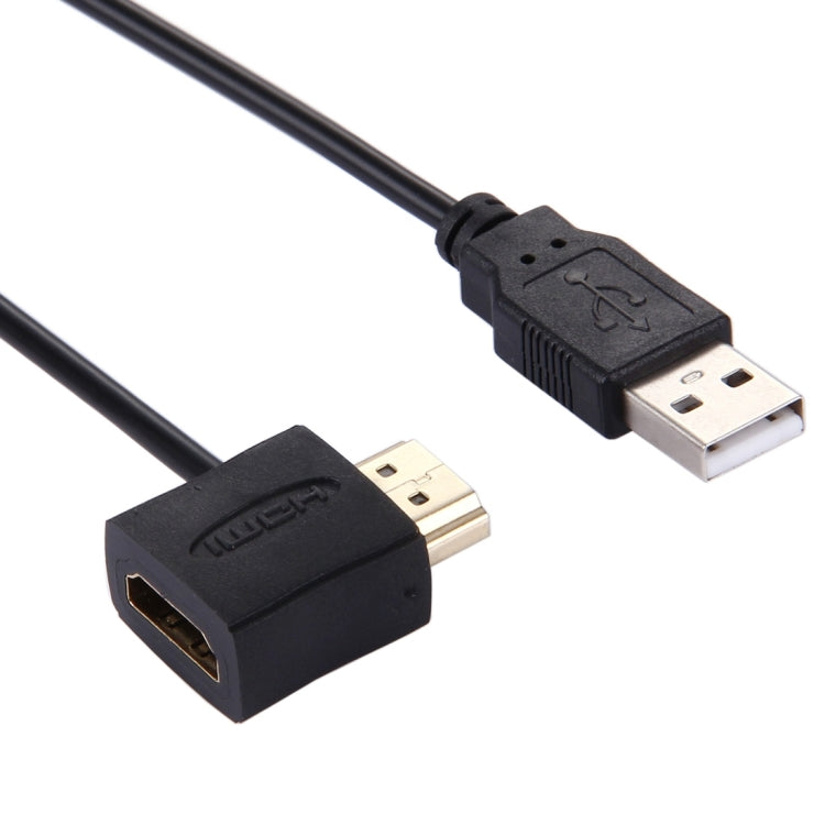 50cm HDMI Female + HDMI Male to USB 2.0 Male Connector Adapter Cable, HDMI Female + Male