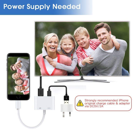 E-Gin-LTH-002 8 Pin Digital AV to HDMI Adapter + USB Charging Port for 1080P HD TV Display Screen Device, E-Gin-LTH-002