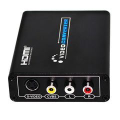 HDMI to Composite / AV S-Video Converter RCA CVBS/L/R Video Converter Adapter, EU Plug, HDMI to AV + S-Video