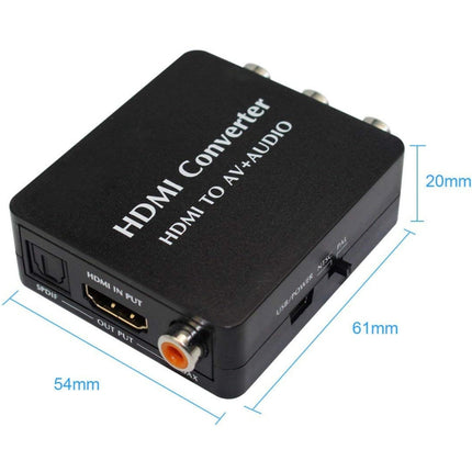 HDMI to AV Audio Converter Support SPDIF Coaxial Audio NTSC PAL Composite Video HDMI to 3RCA Adapter for TV /PC /PS3 / Blue-ray DVD, AV + Aduio