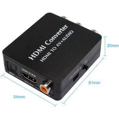 HDMI to AV Audio Converter Support SPDIF Coaxial Audio NTSC PAL Composite Video HDMI to 3RCA Adapter for TV /PC /PS3 / Blue-ray DVD, AV + Aduio