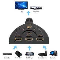 3 in 1 HDMI Input  4K x 2K HDTV Pigtail Switch Adapter HDMI Splitter, 1 in 3