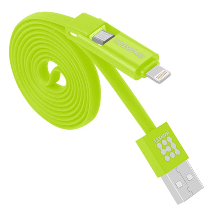 HAWEEL 1m 2 in 1 Micro USB & 8 Pin to USB Data Sync Charge Cable, 2 in 1, 2 in 1 Cable in two connectors