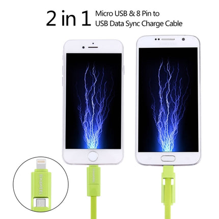 HAWEEL 1m 2 in 1 Micro USB & 8 Pin to USB Data Sync Charge Cable, 2 in 1, 2 in 1 Cable in two connectors
