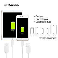 HAWEEL 2m High Speed 8 Pin to USB Sync and Charging Cable for iPhone, iPad, 8 Pin 2m