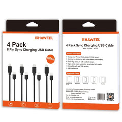 4 PCS HAWEEL 1m High Speed 8 pin to USB Sync and Charging Cable Kit for iPhone, iPad, 4pcs