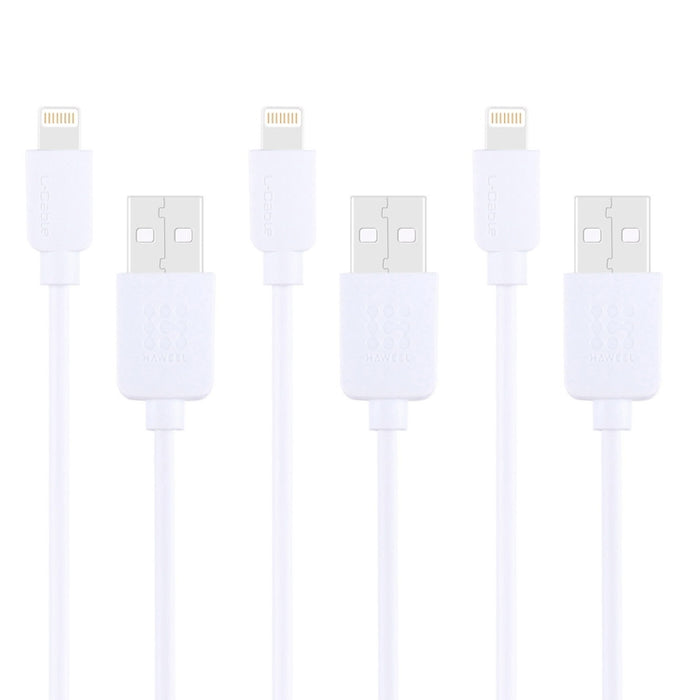 3 PCS HAWEEL 1m High Speed 8 pin to USB Sync and Charging Cable Kit for iPhone, iPad, 3pcs