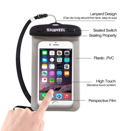 HAWEEL Transparent Universal Waterproof Bag with Lanyard for iPhone, Galaxy, Huawei, Xiaomi, LG, HTC and Other Smart Phones