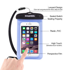 HAWEEL Transparent Universal Waterproof Bag with Lanyard for iPhone, Galaxy, Huawei, Xiaomi, LG, HTC and Other Smart Phones