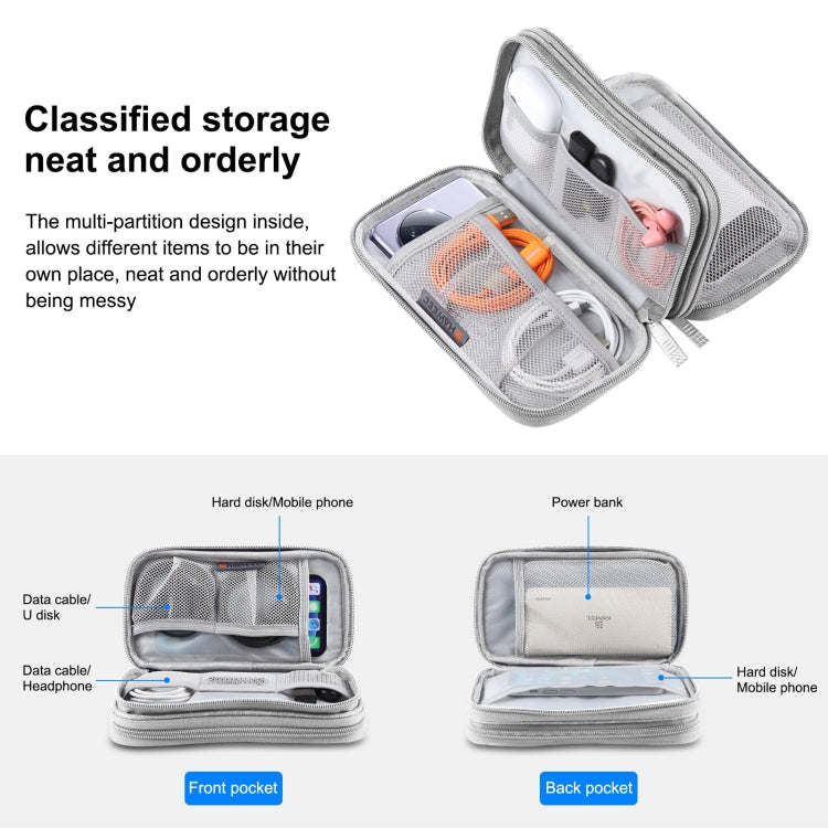 HAWEEL Elektronik-Organizer, doppellagige Aufbewahrungstasche für Kabel, Ladegerät, Powerbank, Telefone, Ohrhörer, doppellagiger Organizer