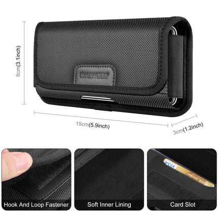 HAWEEL 4.7 inch Nylon Cloth Phone Belt Clip Horizontal Carrying Pouch with Card Slot