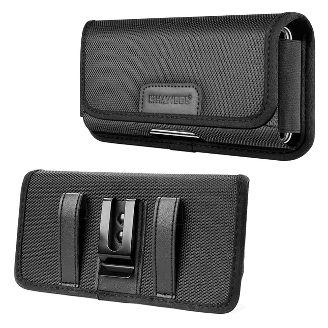 HAWEEL 4.7-6.1 inch Nylon Cloth Phone Belt Clip Horizontal Carrying Pouch with Card Slot