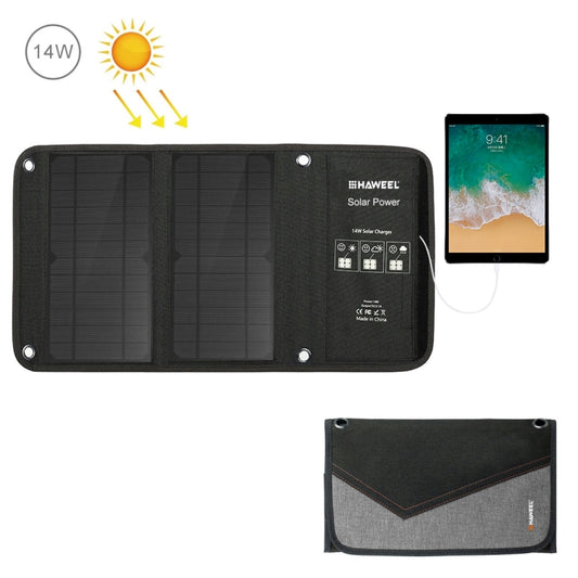 HAWEEL 14W Foldable Solar Panel Charger with 5V / 2.4A Max Dual USB Ports, 14W Panel(B)